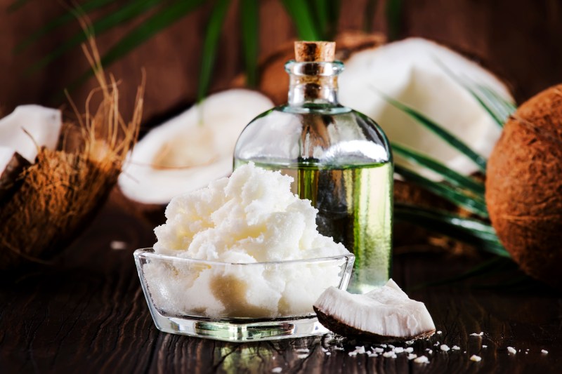 Coconuts with fresh MCT oil