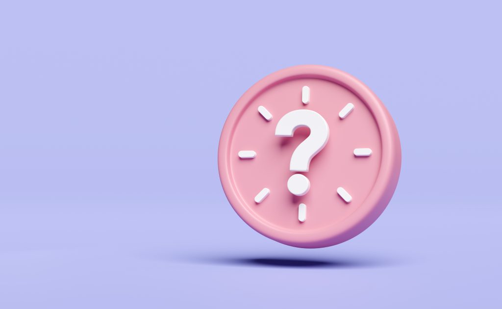 Cartoon clock with a question mark