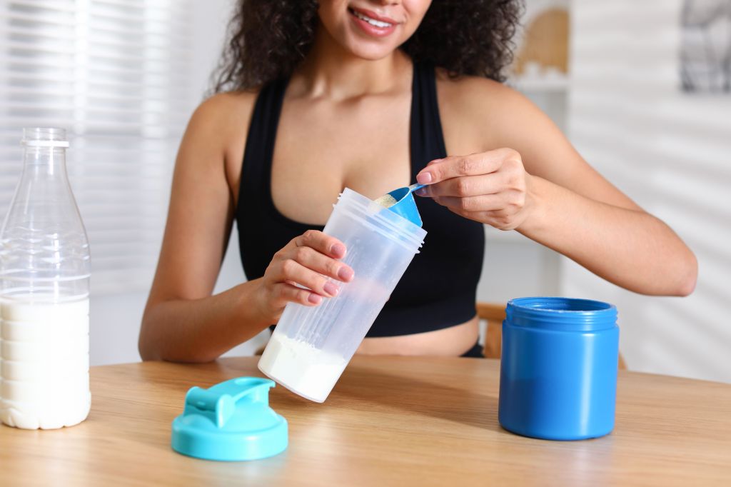 Women making a protein drink