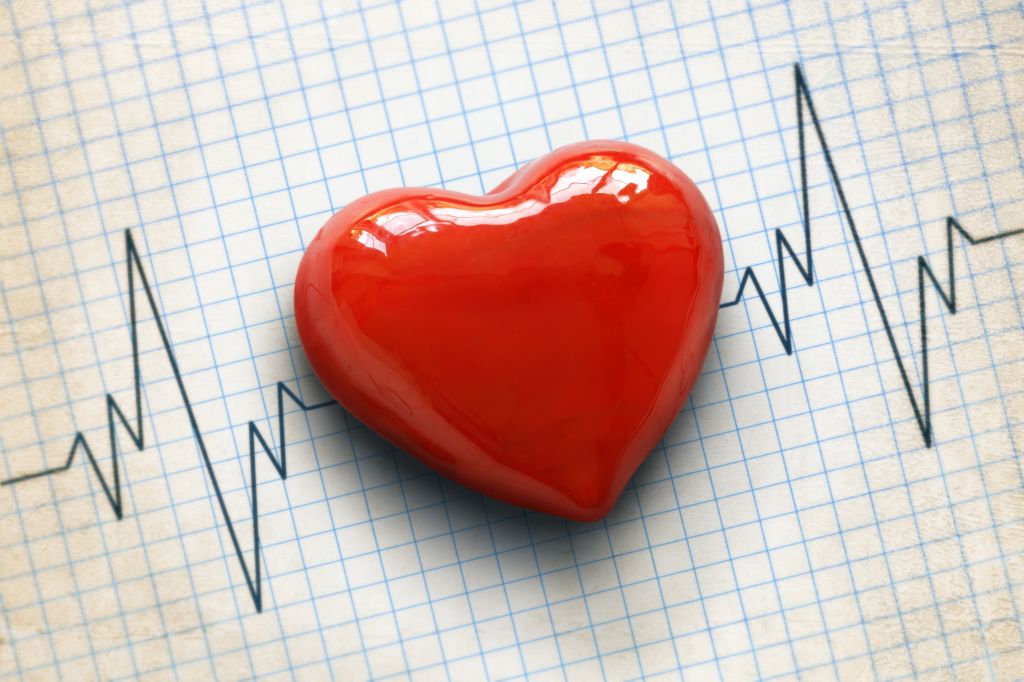 Red heart on graph paper