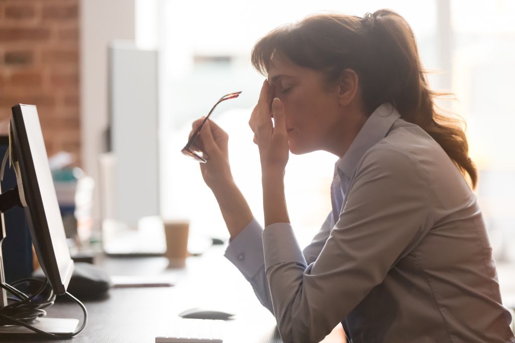 Exhausted women at work