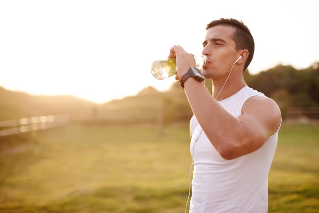 Man hydrating