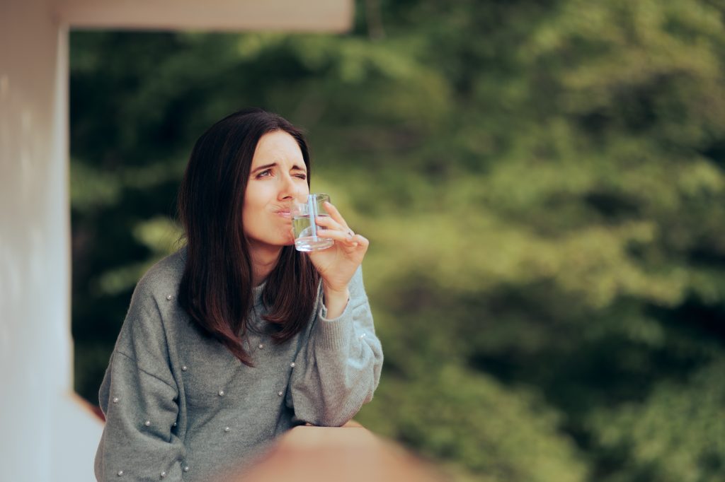 Woman not enjoying water