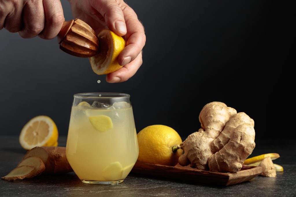 Making lemon ginger water