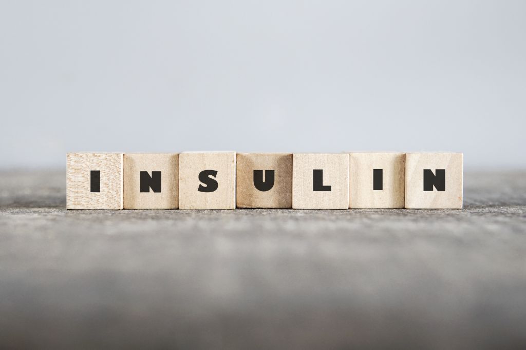 The word insulin on blocks