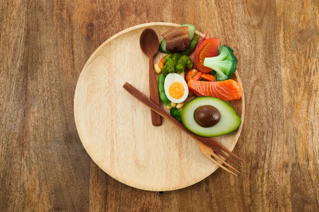Colorful plate of healthy breakfast foods