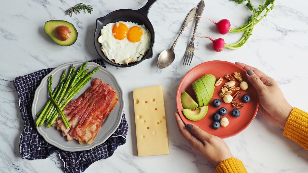 A spread of healthy keto food