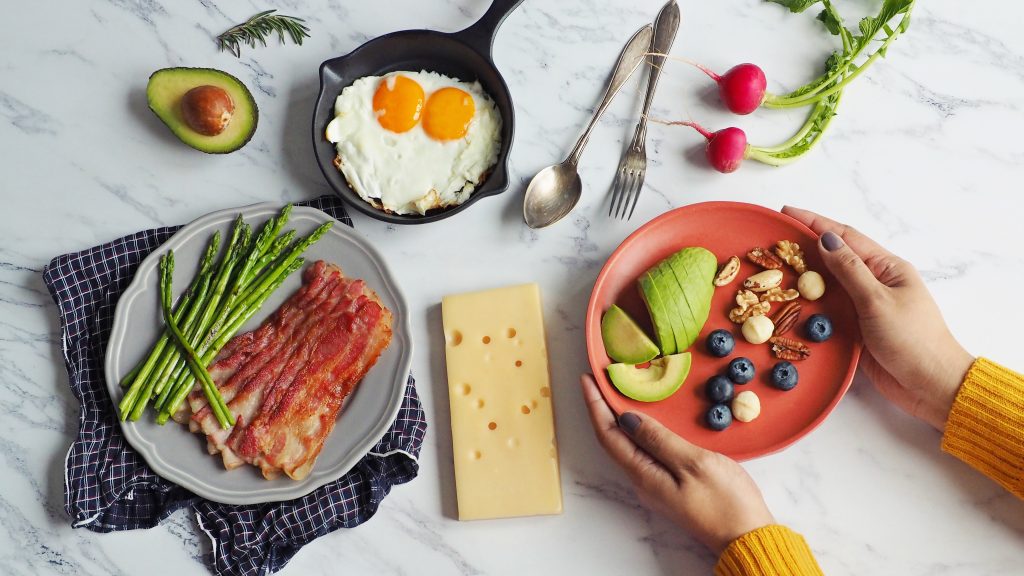 A spread of healthy keto food