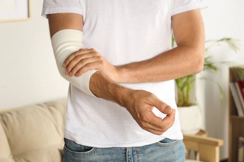 Man with medical bandage