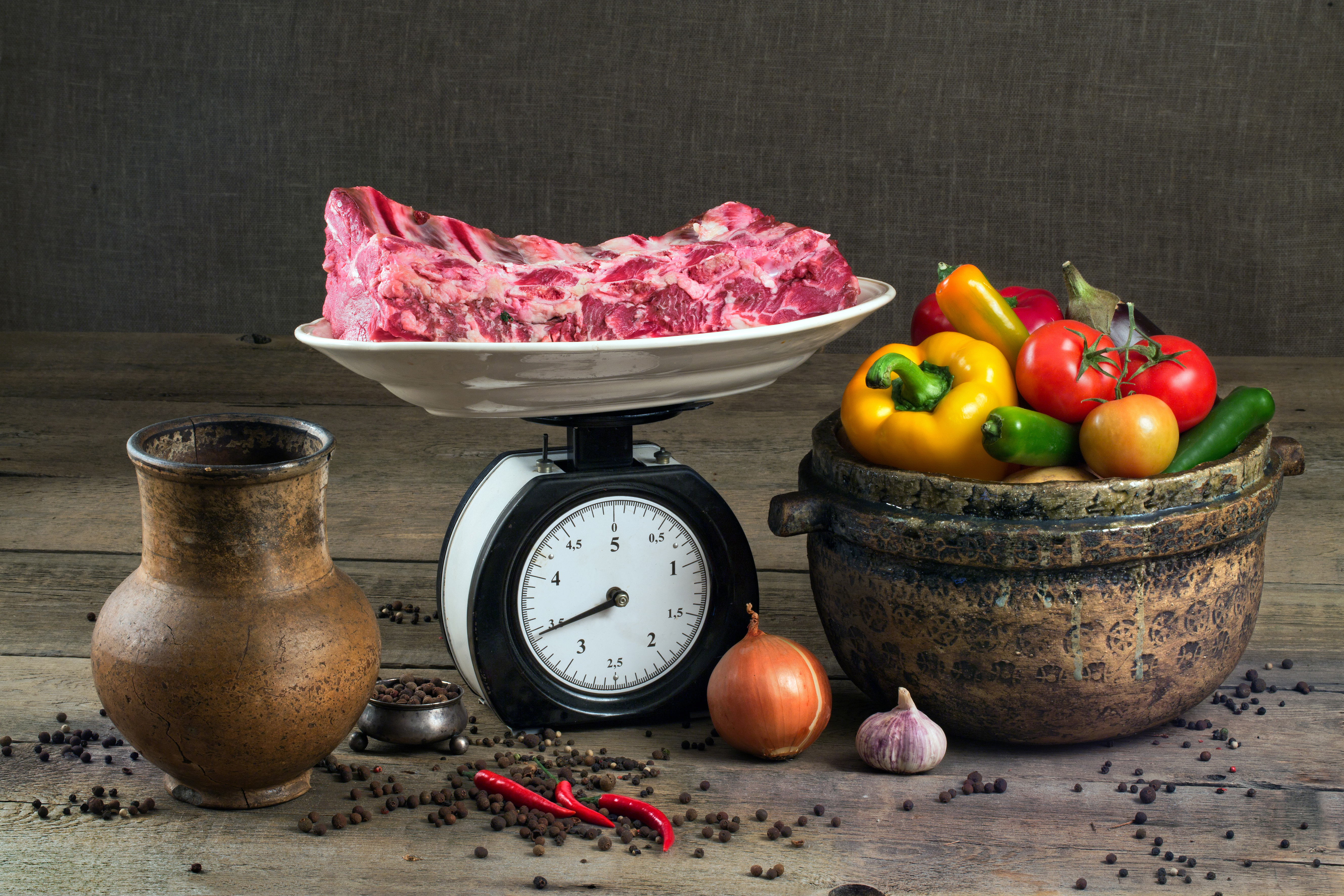 Meat on a scale 