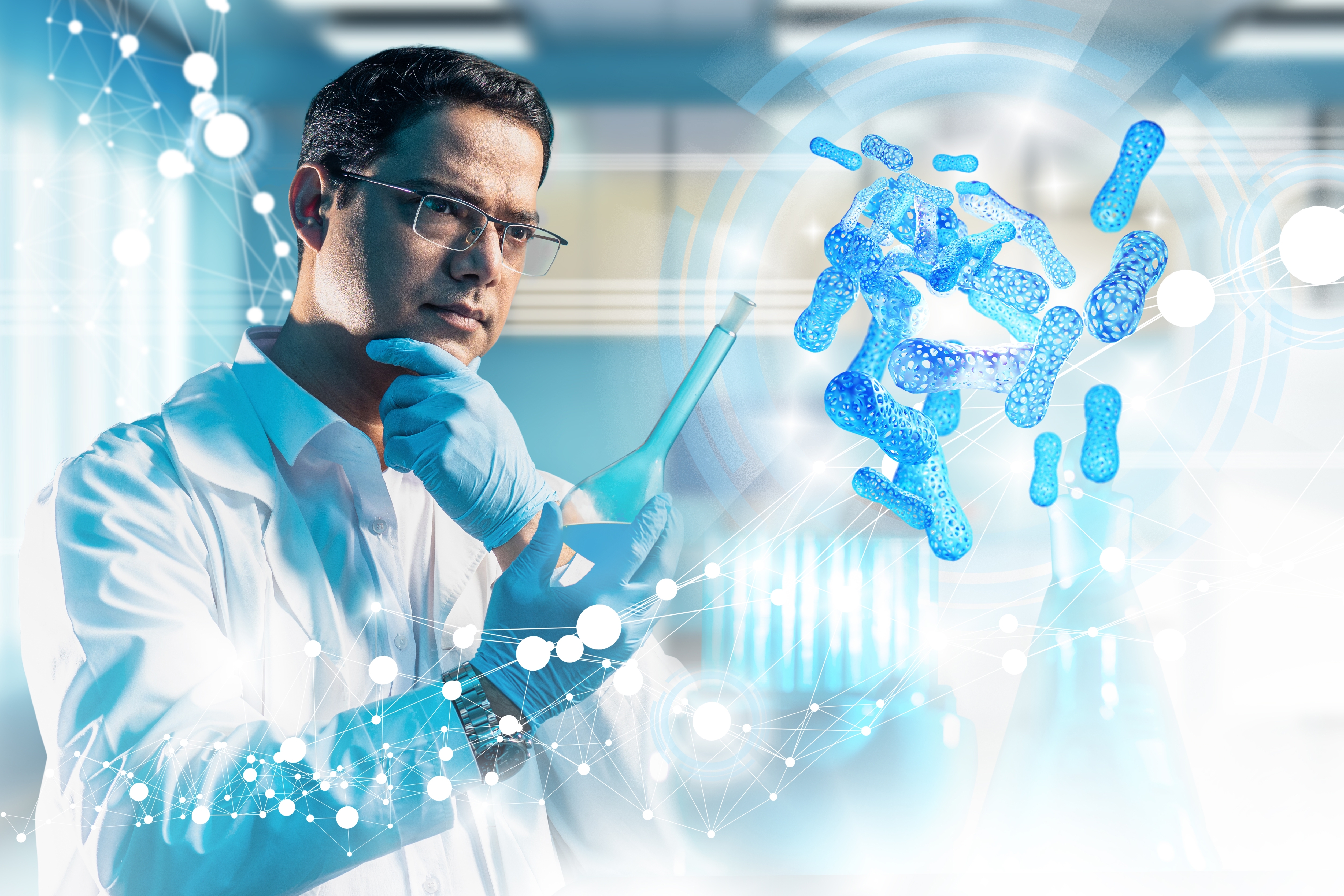 Doctor examining probiotics 