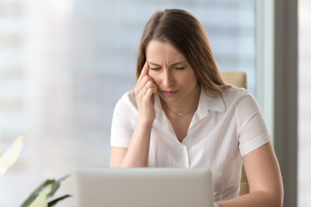 Woman having trouble concentrating
