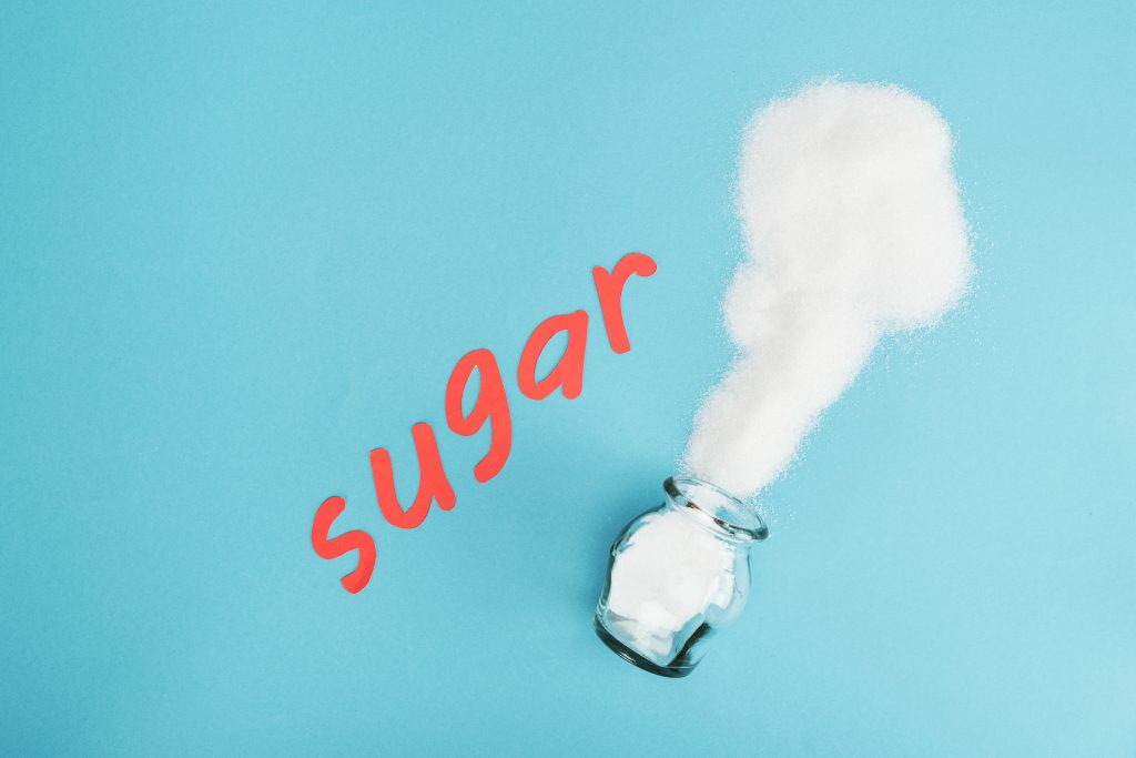 Spilled sugar from a jar