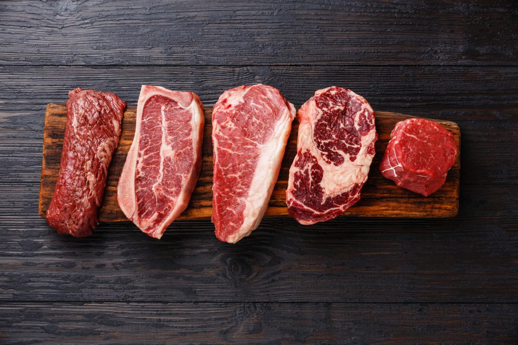 Different cuts of beef 