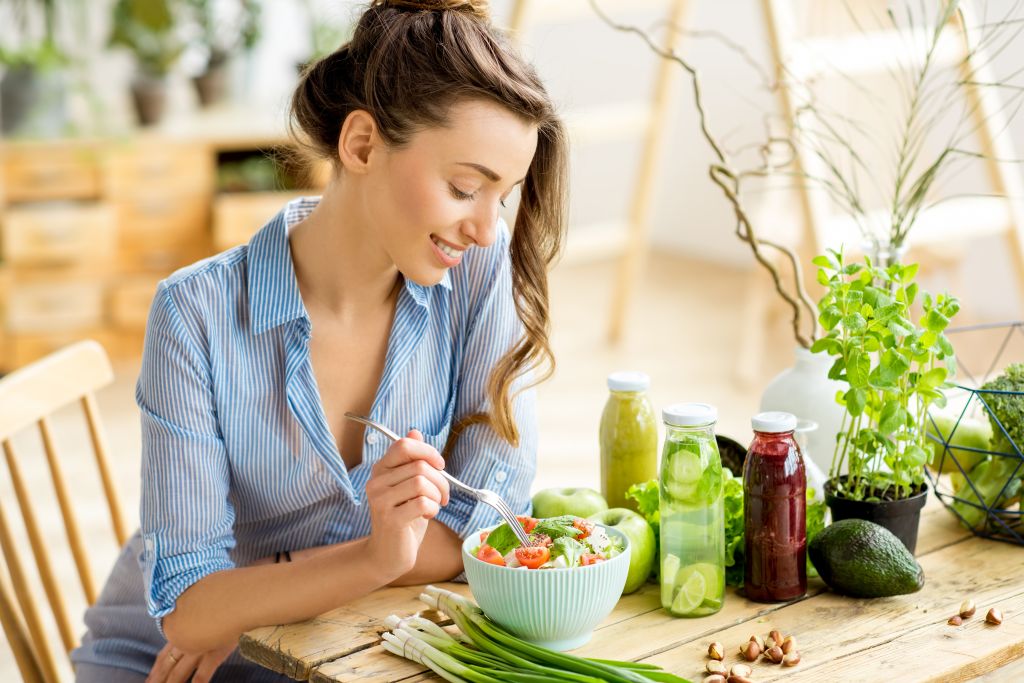 Woman eating a salad 