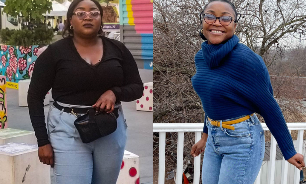 Before and after image of Ezinne Nwugo