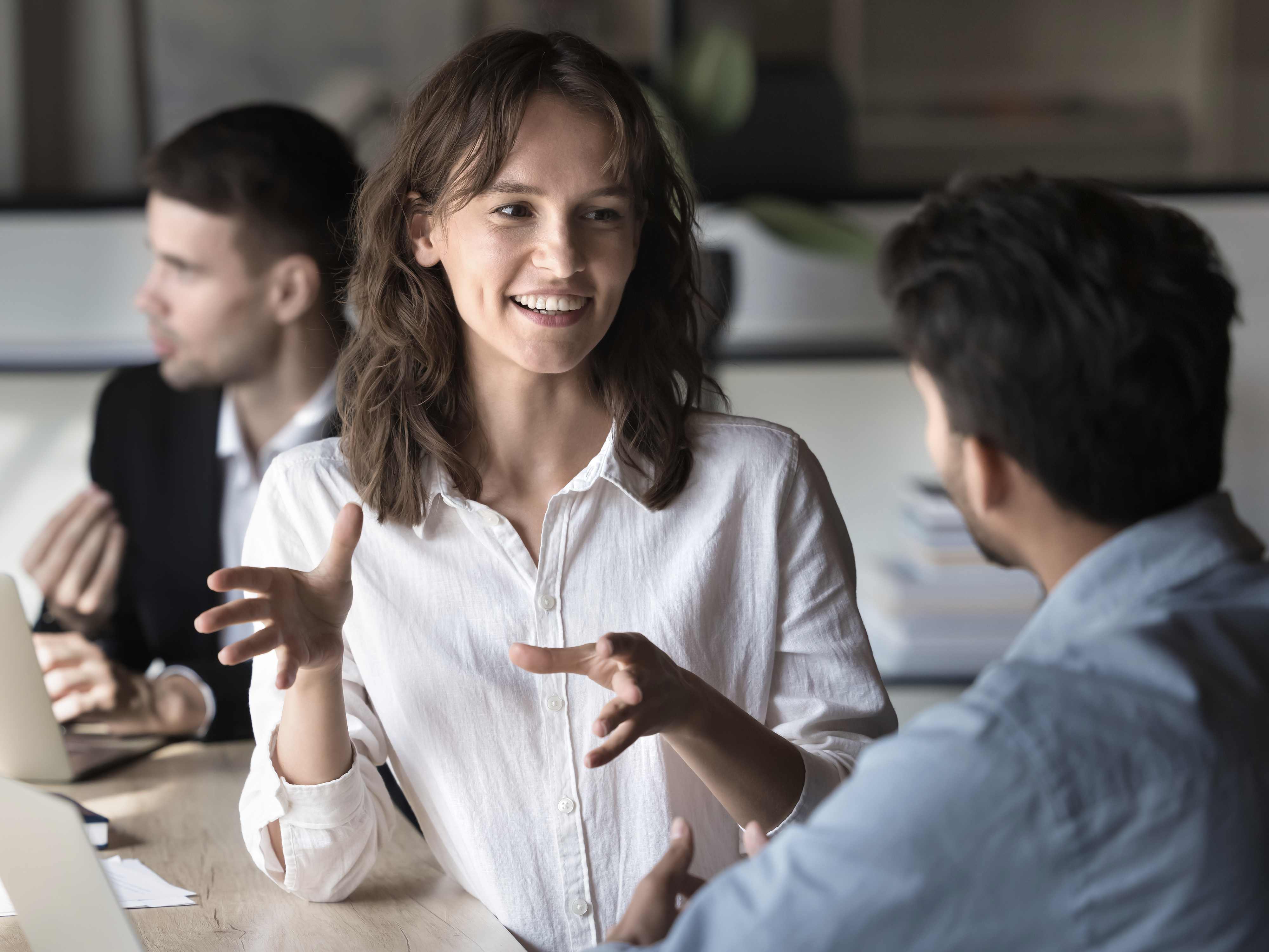 Group discussion in a modern office