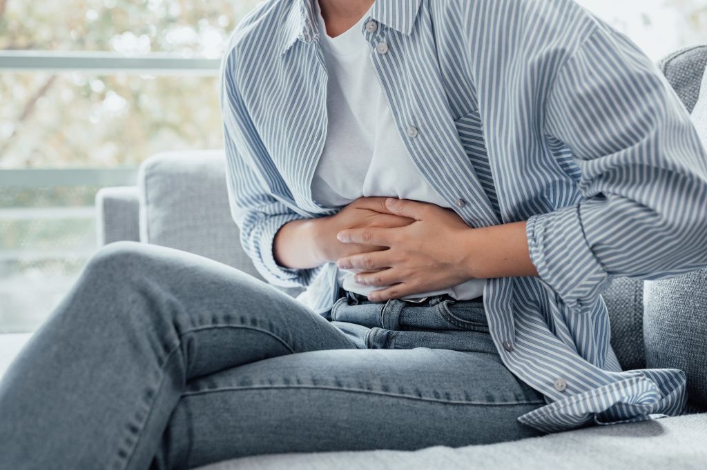 Woman with stomach ache