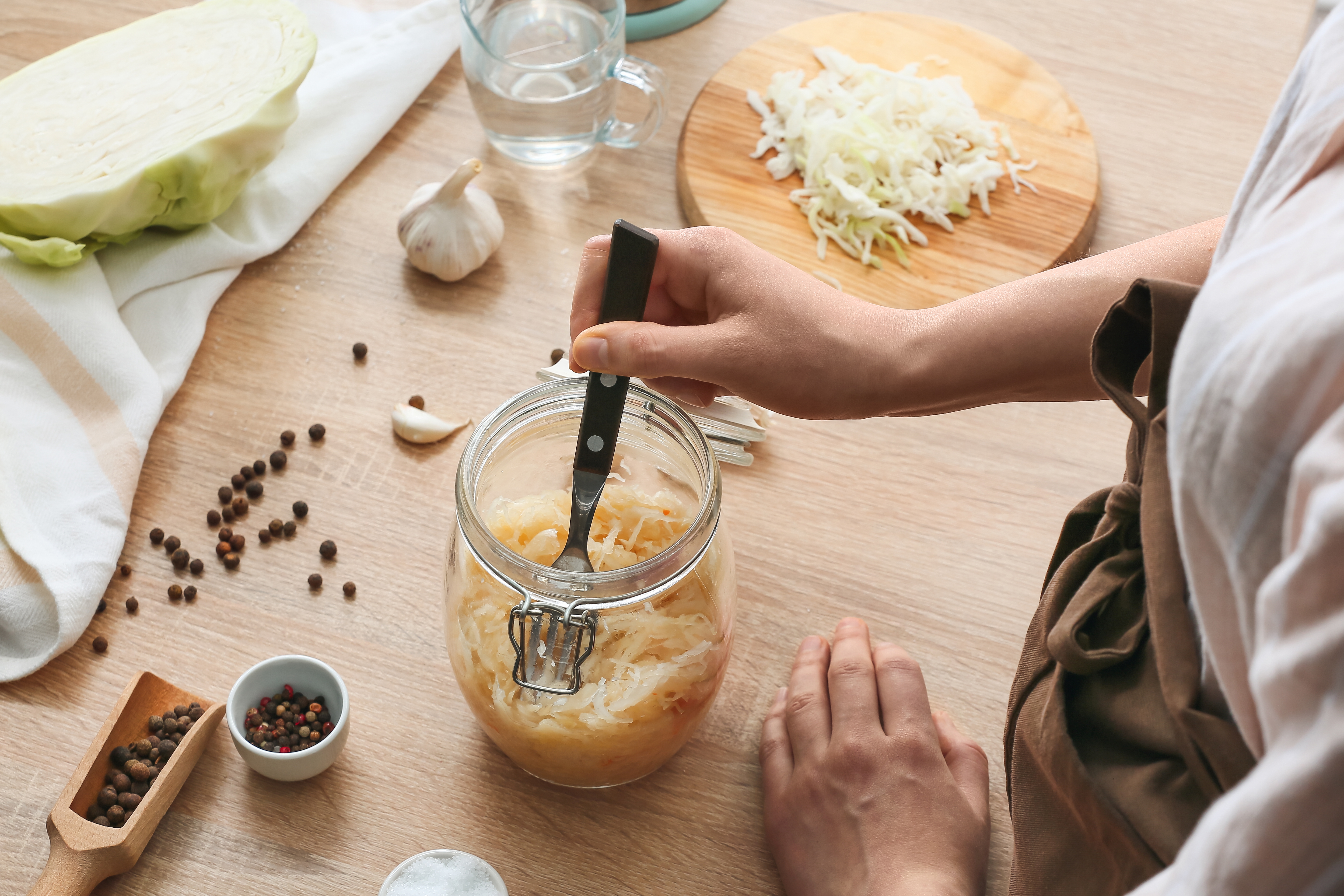 Woman eating fermented foods