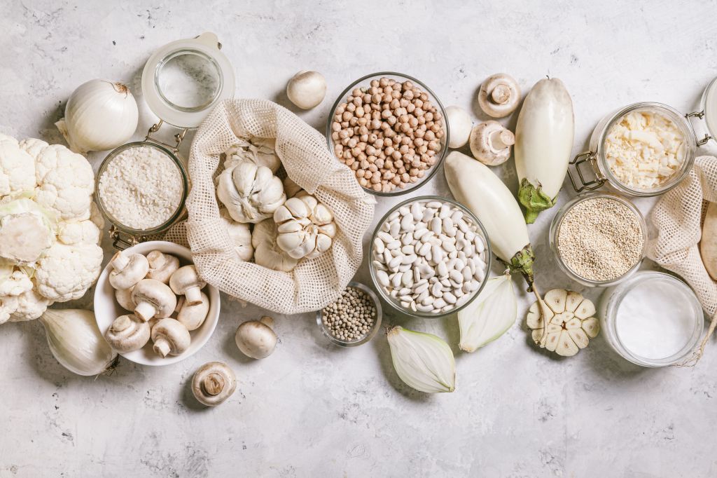 Variety of white foods 
