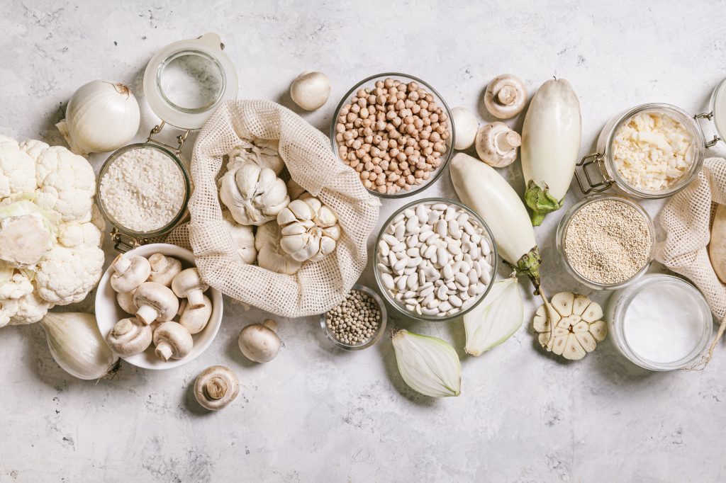 Variety of white foods 