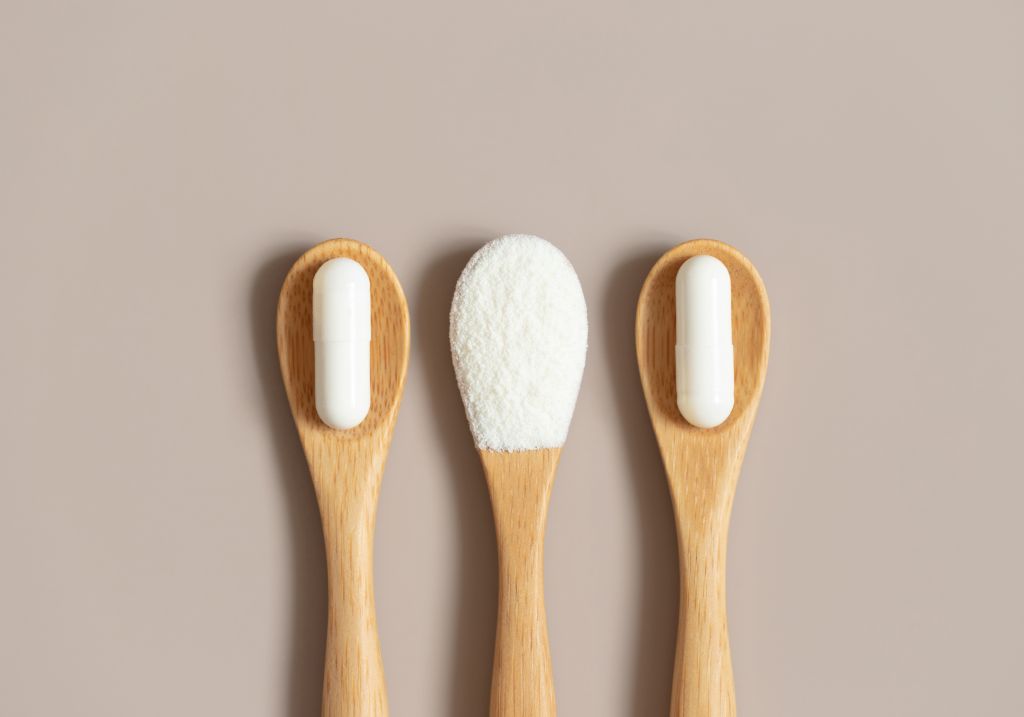 Powder and supplements on a spoon