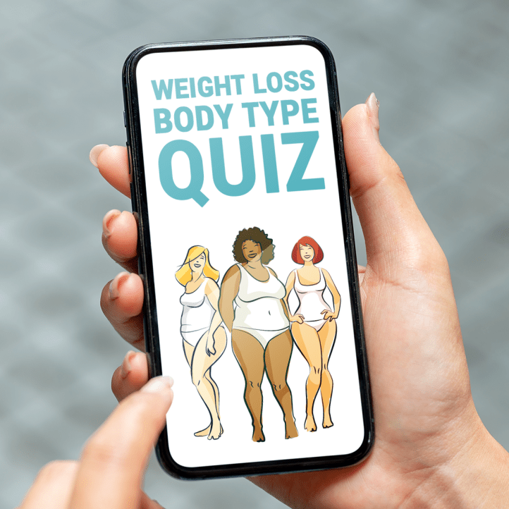 Phone displaying body type quiz