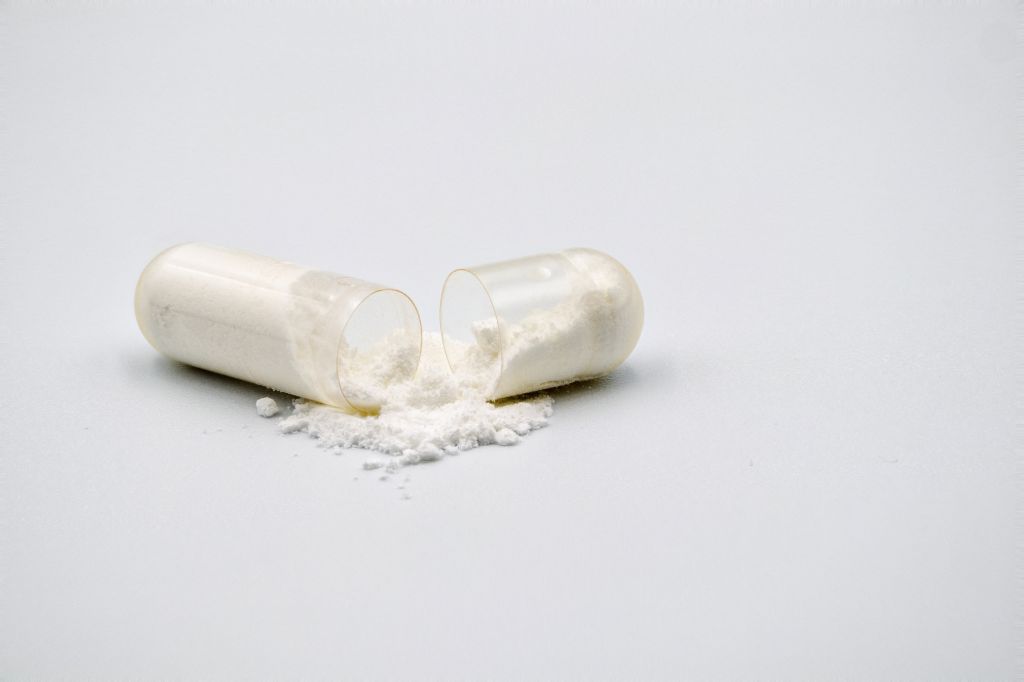 Opened electrolyte supplement capsule