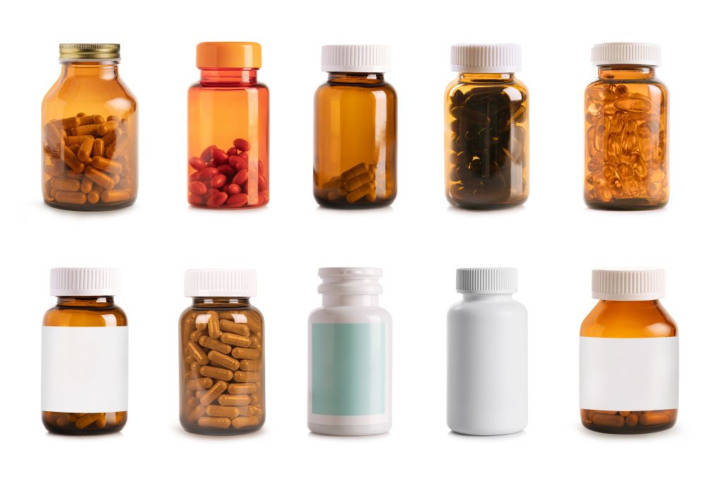 Different types of supplement bottles 