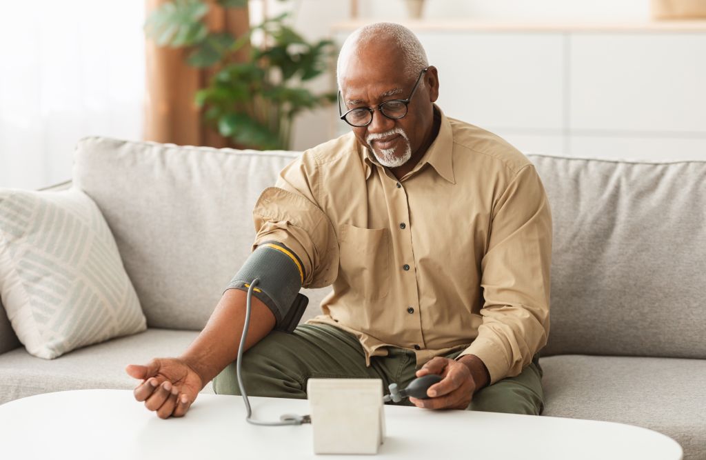 Man taking his blood pressure