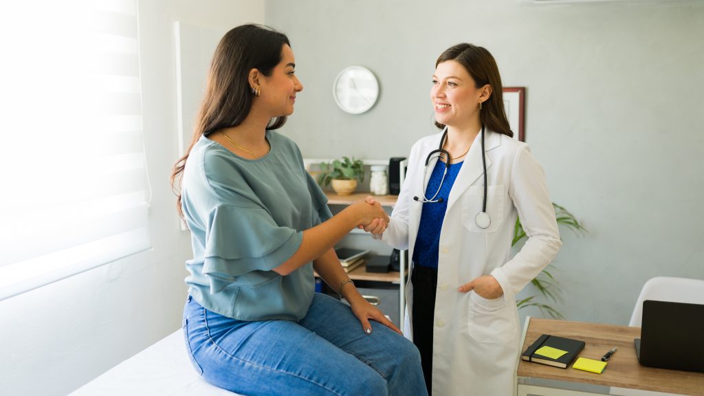 Patient seeing a healthcare professional

