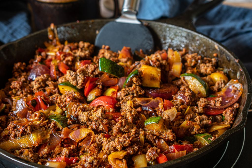 Simple ground beef and vegetable meal
