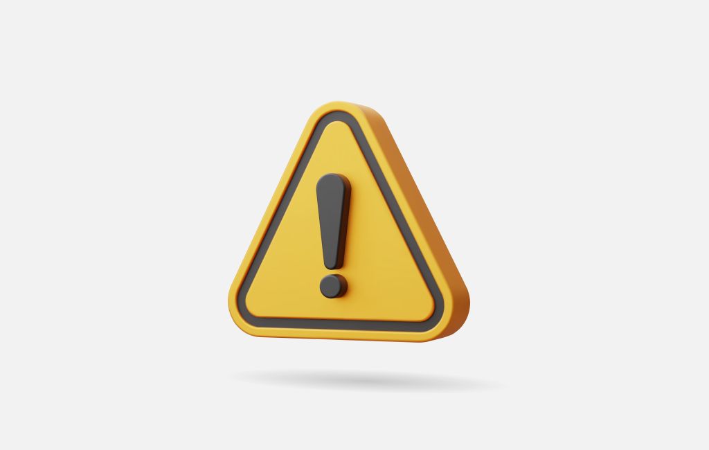 Yellow warning sign with exclamation point
