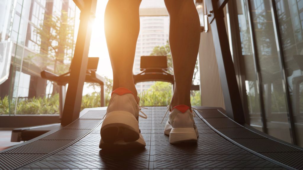 Athlete walking on a treadmill