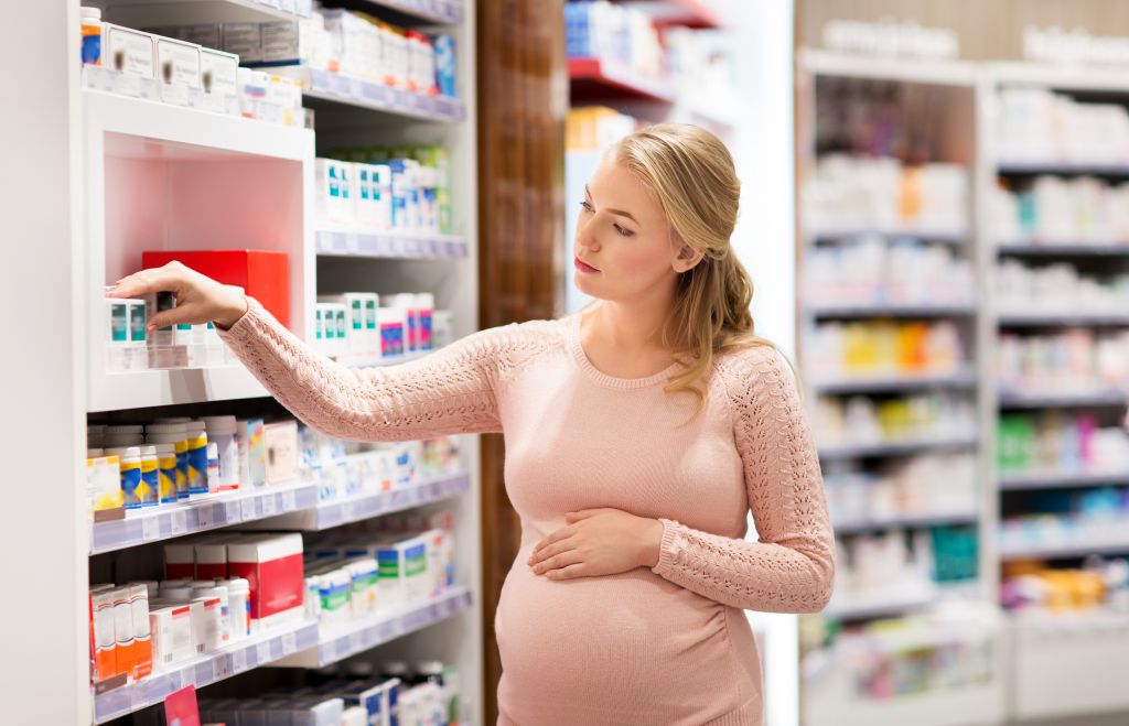 Pregnant woman looking for a product