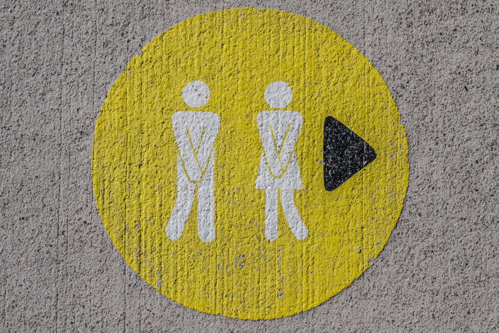 A bathroom sign 
